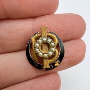 Rare! Vtg
1987
10K GAMMA PHI BETA Sorority Pin M.Ambrey 10 Seed Pearl Enamel